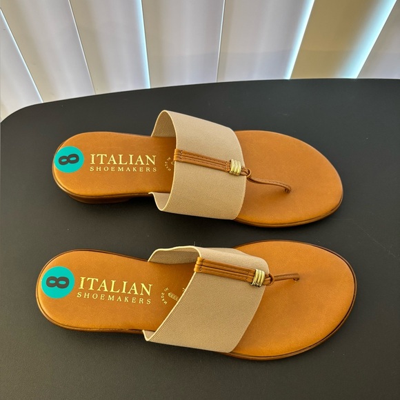 Italian Shoemakers Thong Sandals Brown/Tan Woman 8 - Picture 2 of 12